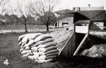 Air Raid Shelter, 1942. View north towards Main Oval.